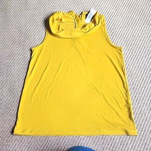 Banana Republic sleeveless blouse size M women's mustard color cowl neck